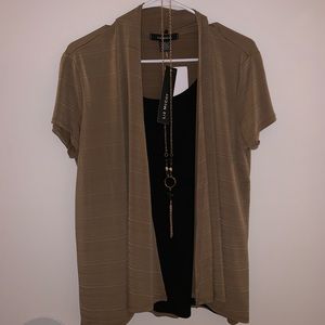 Tan and black work blouse
